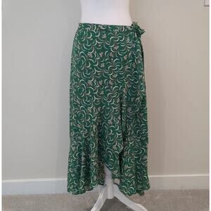 MAX STUDIO Women's L Green Whimsigoth Floral Ruffle Flowy Fairy Chiffon Skirt